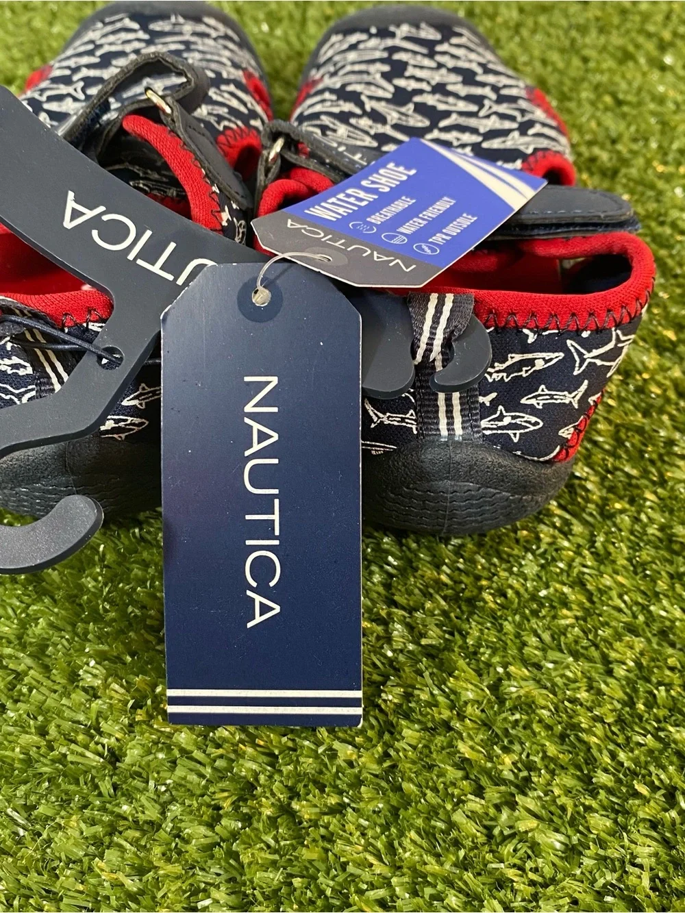 Nautica Water Shoes Little Kids Boys Girls Size 9 Blue Red Sharks Closed Toe New